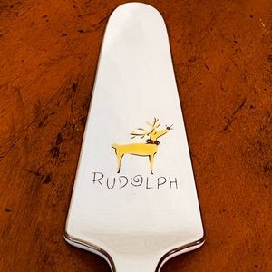 RARE Vintage Pottery Barn Ceramic Rudolph Pie/Cake Dessert Server